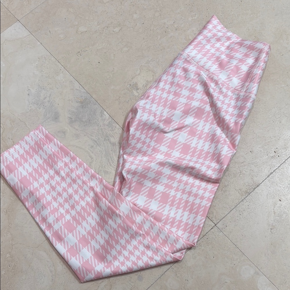 Pink and White Check Leggings